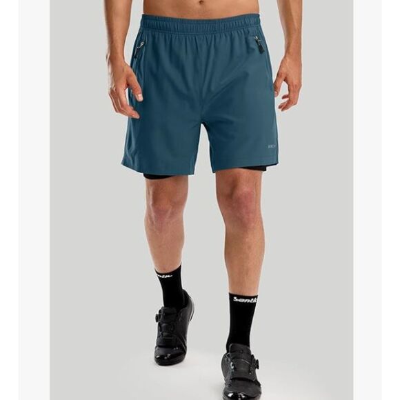 NEW Bikewa 2 in 1 Padded Cycling Shorts Blue Size 3XL Mountain Bike NWT - Picture 1 of 7